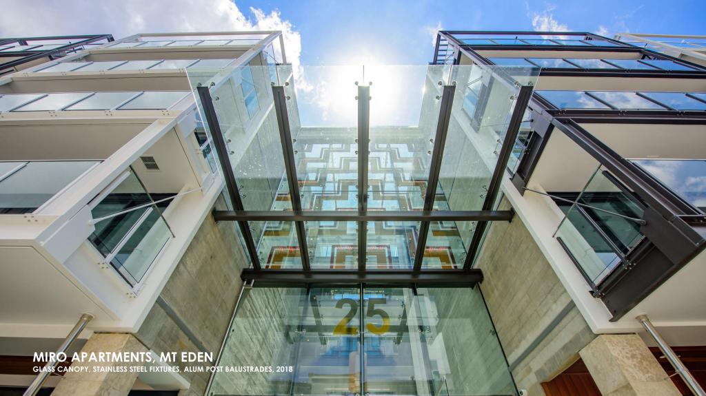 MIRO APARTMENTS, MT EDEN INTERIOR ATRIUM VIEW WITH ALUM POST BALUSTRADE SYSTEM, 2018