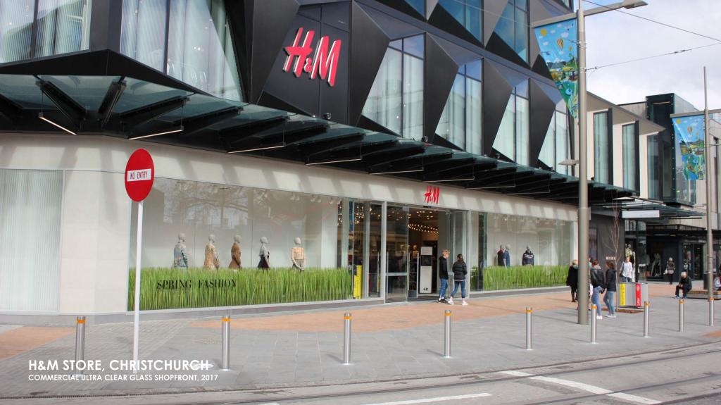 H&M STORE, CHRISTCHURCH COMMERCIAL ULTRA CLEAR GLASS SHOPFRONT, 2017